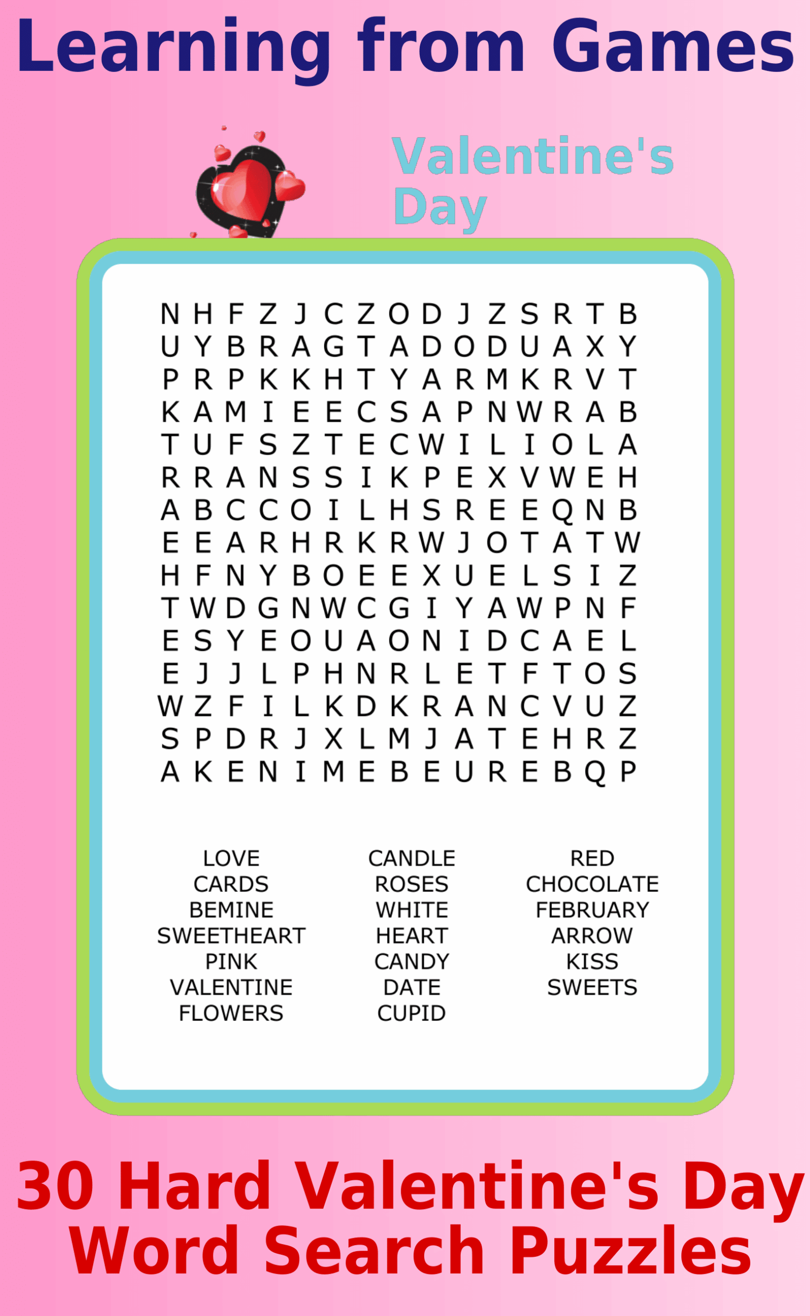 Valentine Word Search PDF 