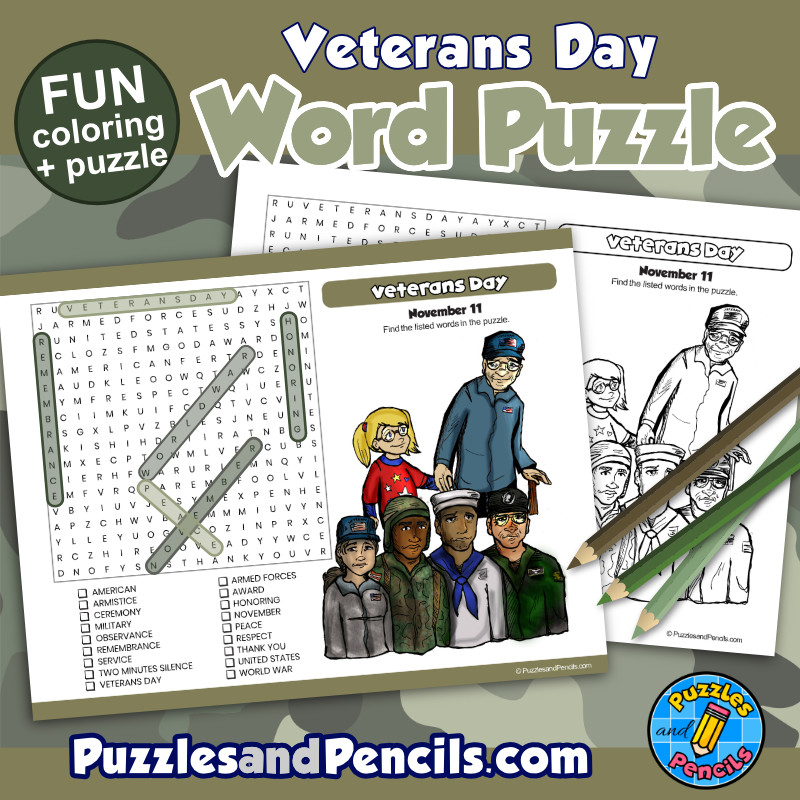 Veterans Day Word Search Puzzle Activity Page With Coloring Made By Teachers Veterans Day Word Search Puzzle Activity Page With Coloring Made By Teachers