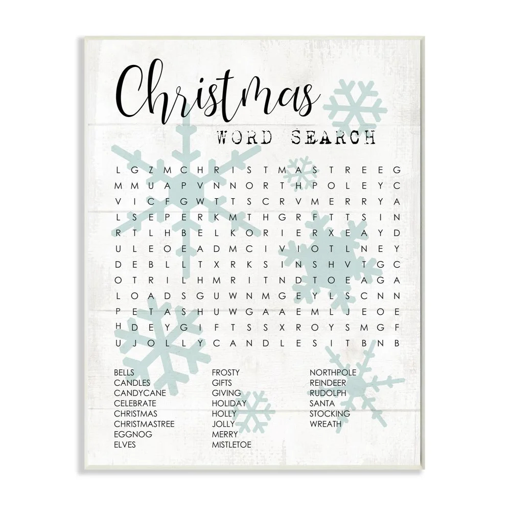 Winter Holiday Word Search Activity Christmas Phrases 10 00 In X 15 00 In Framed Painting Art Prints By Stupell Home D cor Walmart