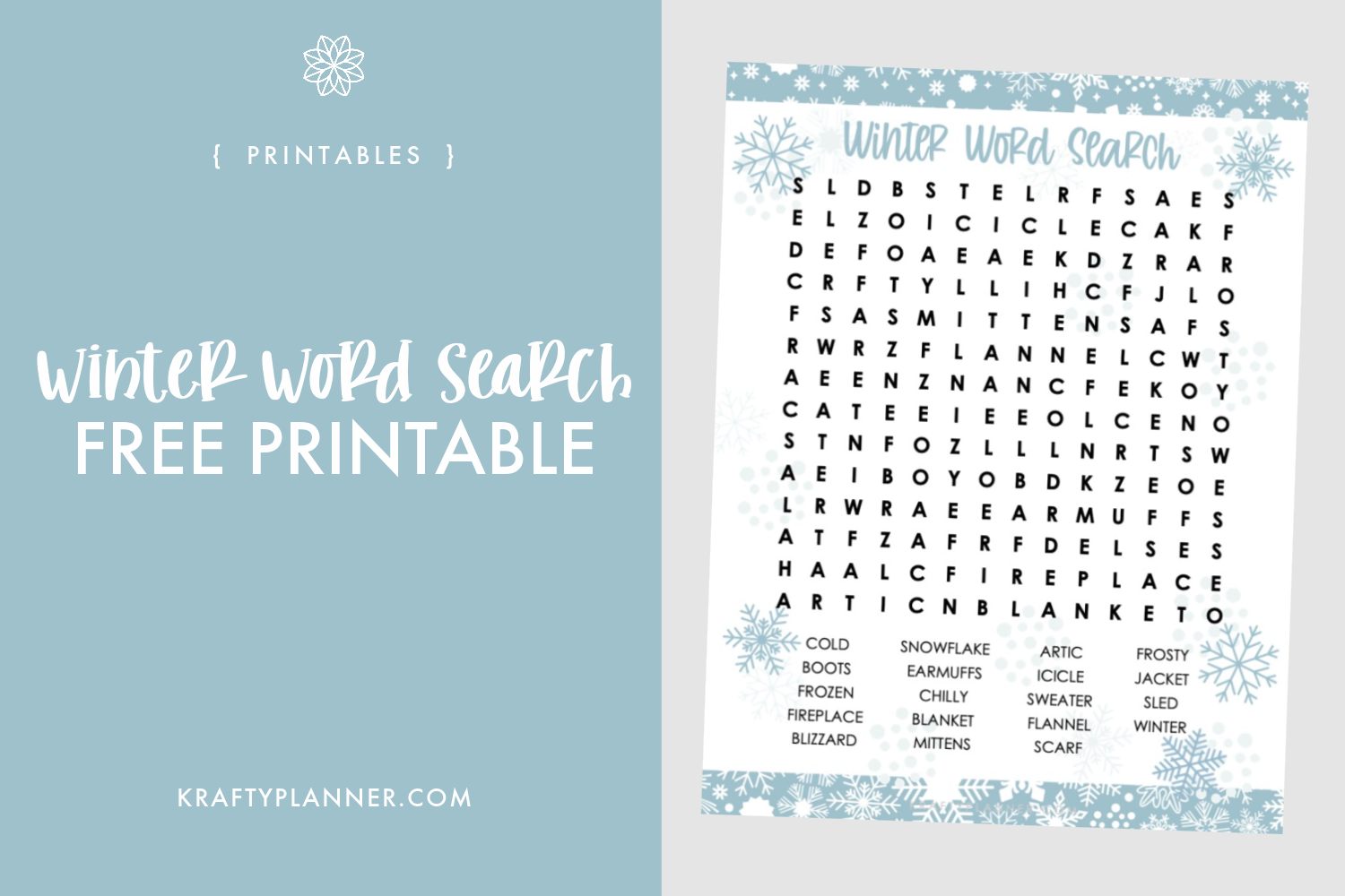 Winter Word Search Free Printable Krafty Planner