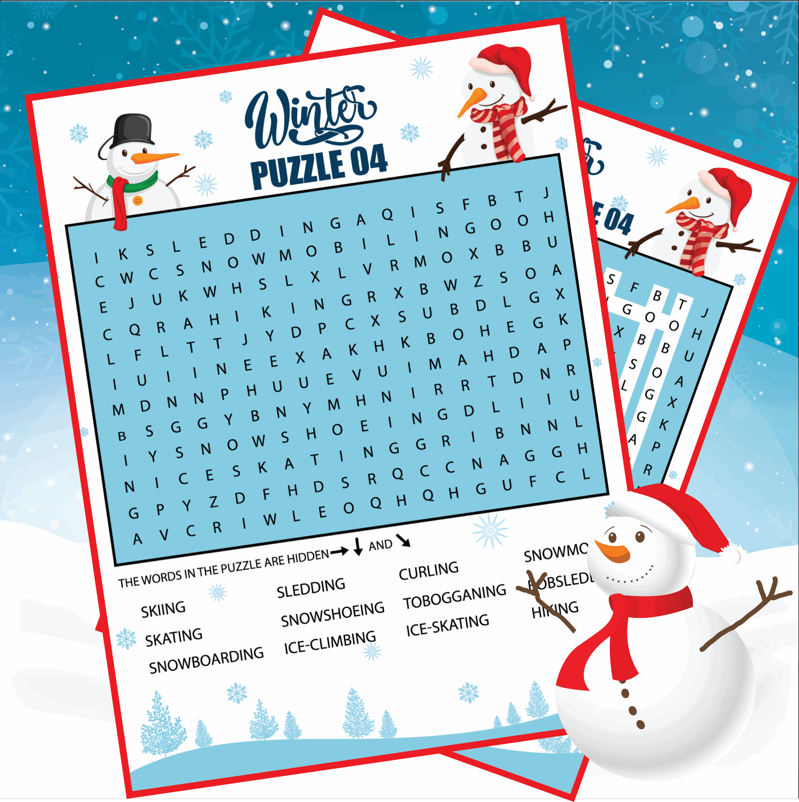 Winter Word Search Printable Pdf