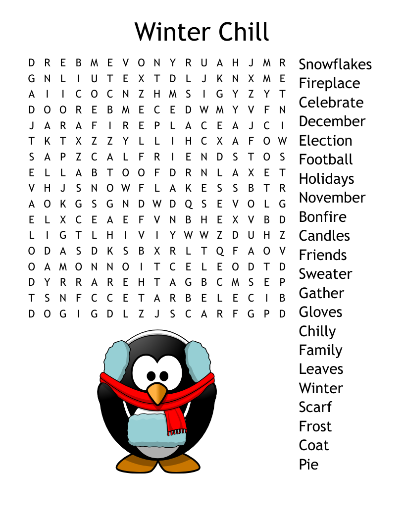 Winter Word Search Printable
