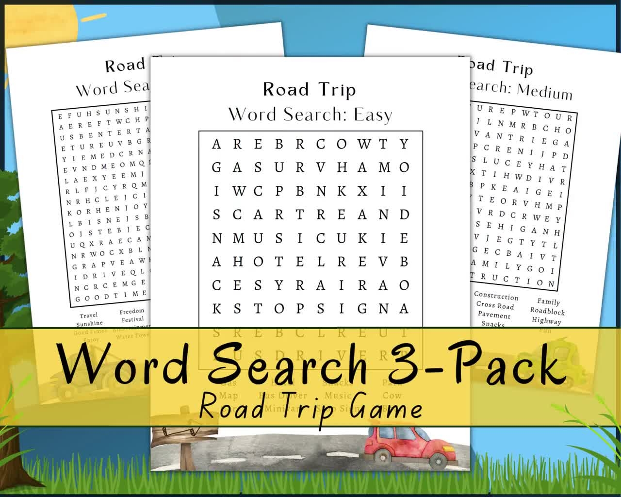 Word Search Bundle Printable Puzzle Pages For Kids And Adults Digital Printable Pages Instant Download PDF
