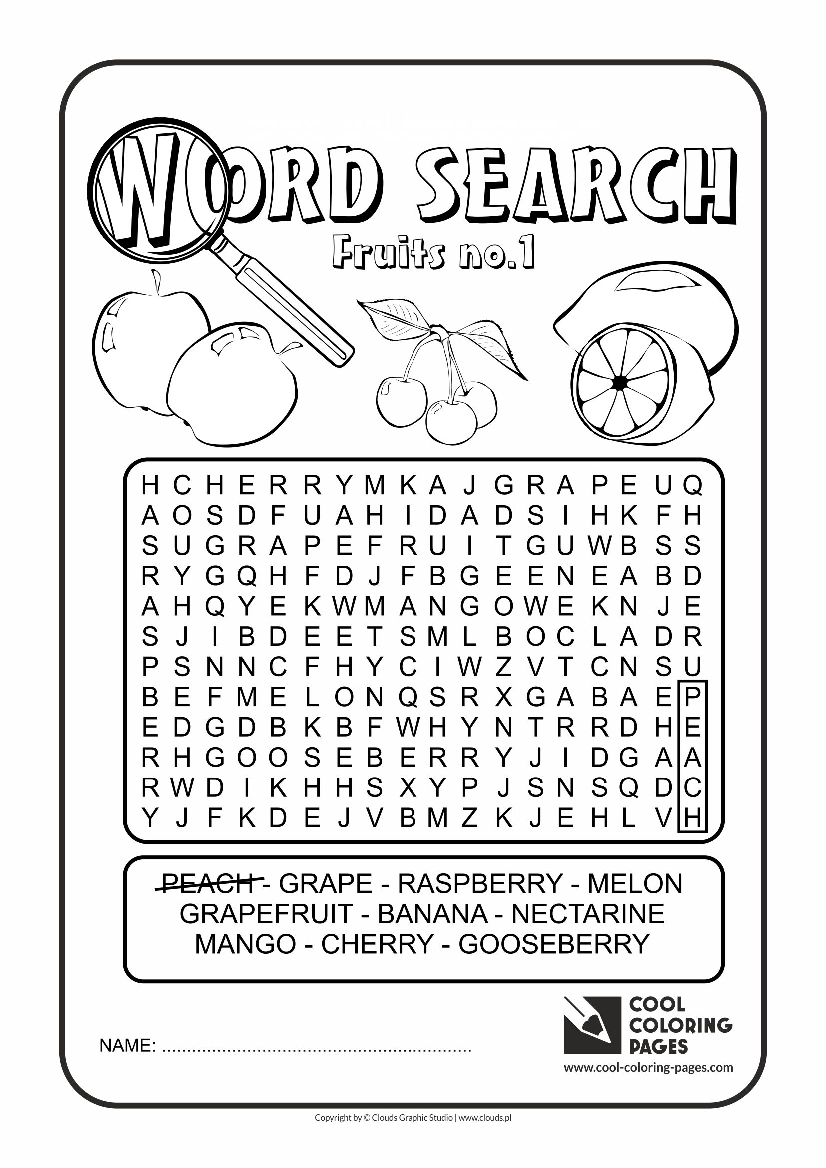 word search cool coloring pages