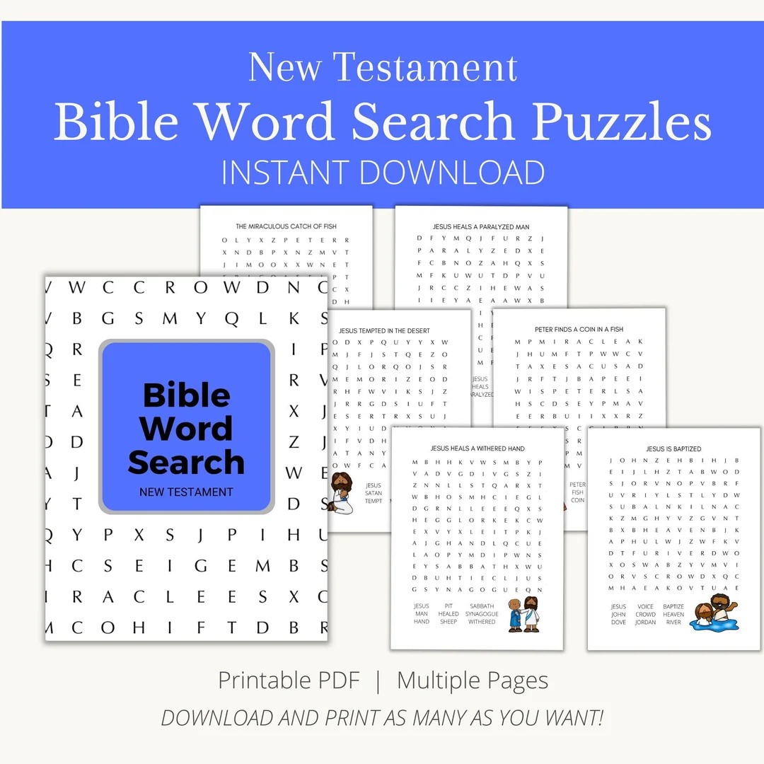 Word Search For Kids Printable New Testament Etsy Word Search For Kids Printable New Testament Etsy