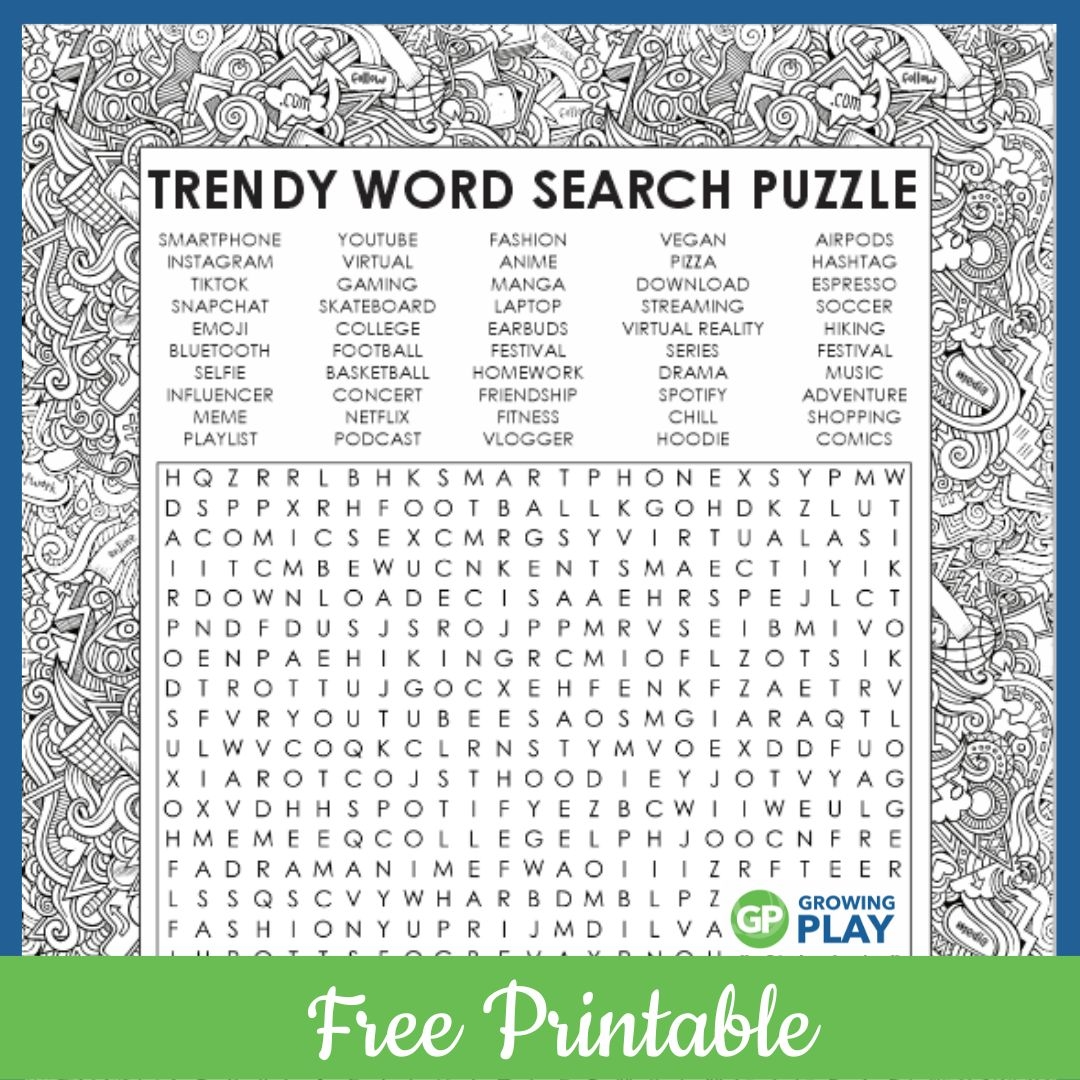 Word Search For Teens Free Printable Puzzle Growing Play Worksheets Library