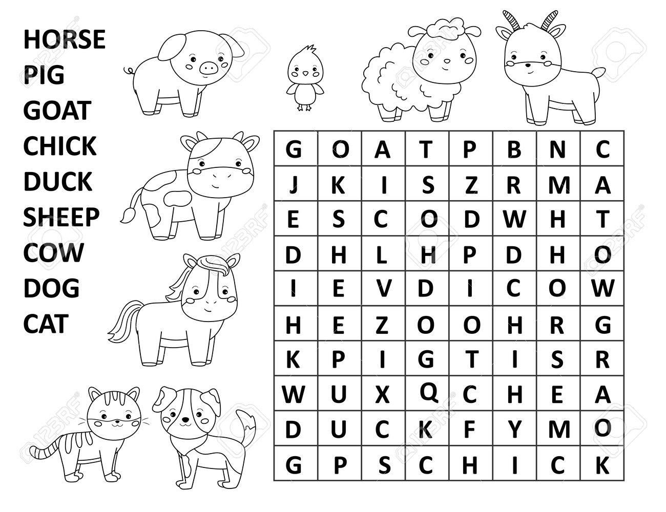 Word Search Game For Children Crossword With Farm Animals Educational Puzzle Printable Worksheet Coloring Page For Kids Find Words In A Table Vector Illustration Royalty Free SVG Cliparts Vectors And Stock Illustration Word Search Game For Children Crossword With Farm Animals Educational Puzzle Printable Worksheet Coloring Page For Kids Find Words In A Table Vector Illustration Royalty Free SVG Cliparts Vectors And Stock Illustration