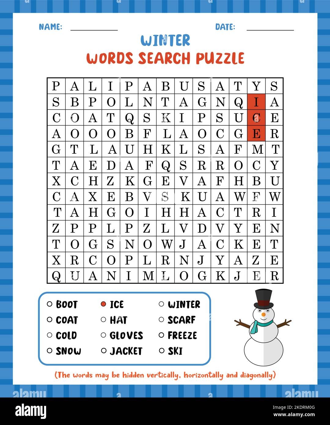 Winter Printable Word Search