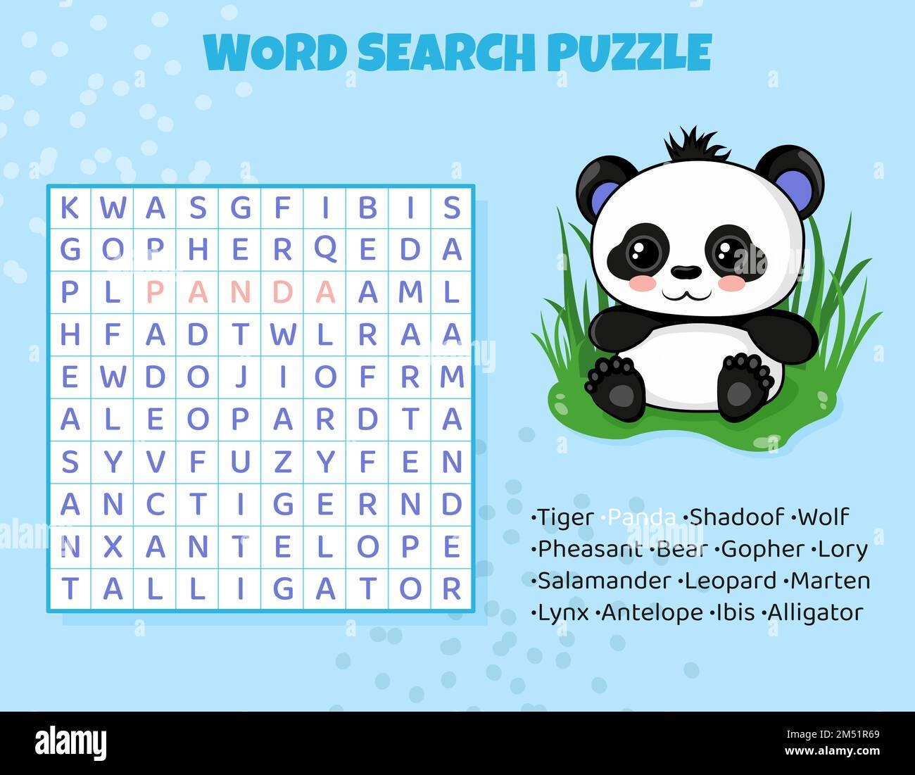 Word Search Puzzle For Kids With Asian Animals Stock Vector Image Art Alamy