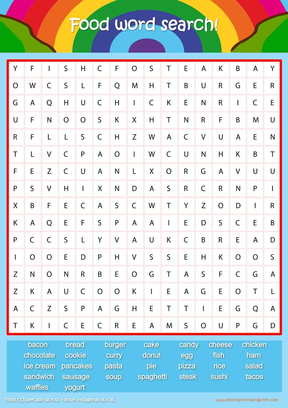 Free Printable Food Word Search Puzzles