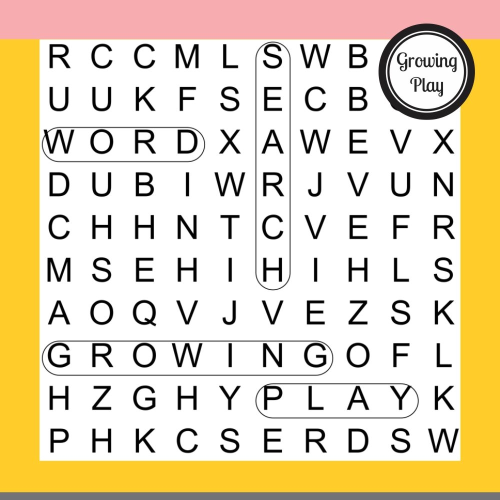 Large Print Simple Word Search Printable
