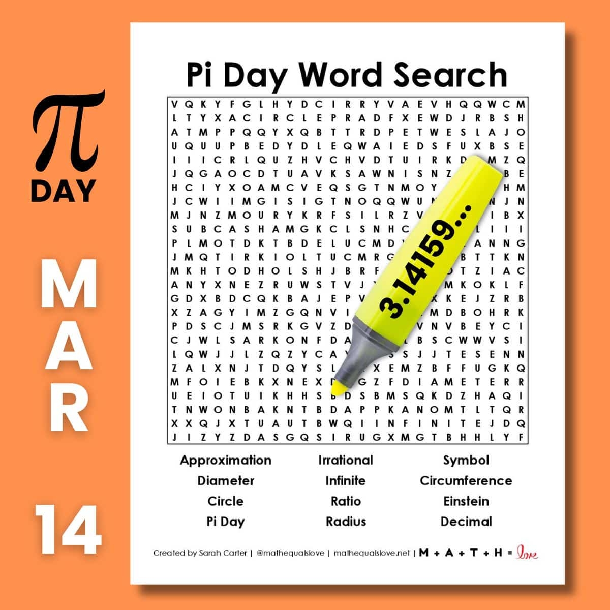 Word Searches Math Love