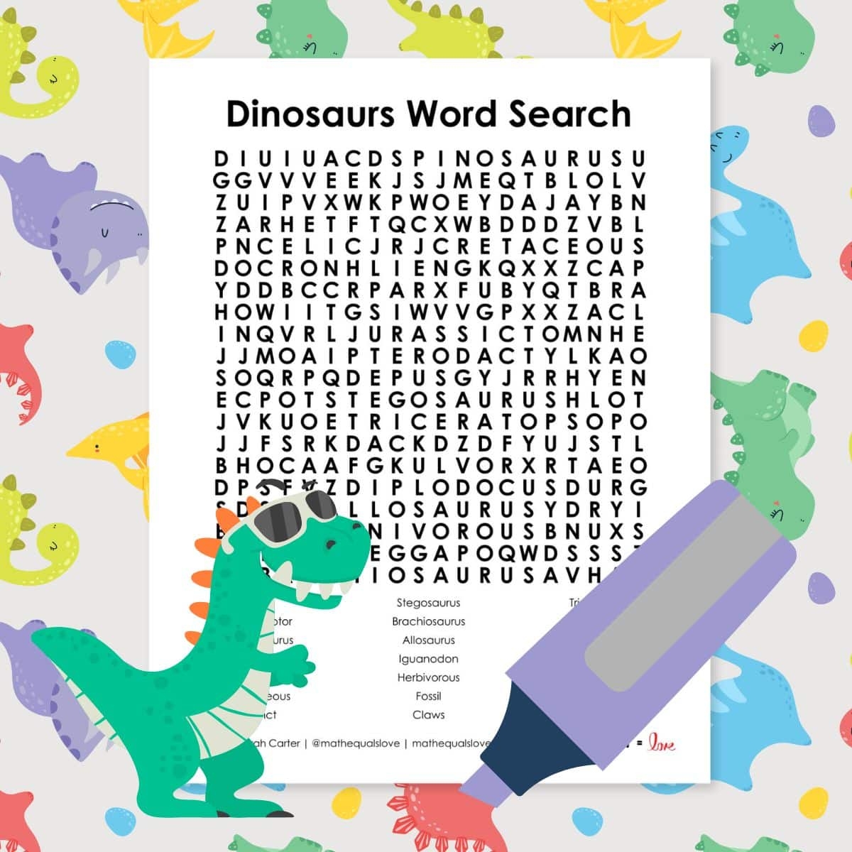 Word Searches Math Love