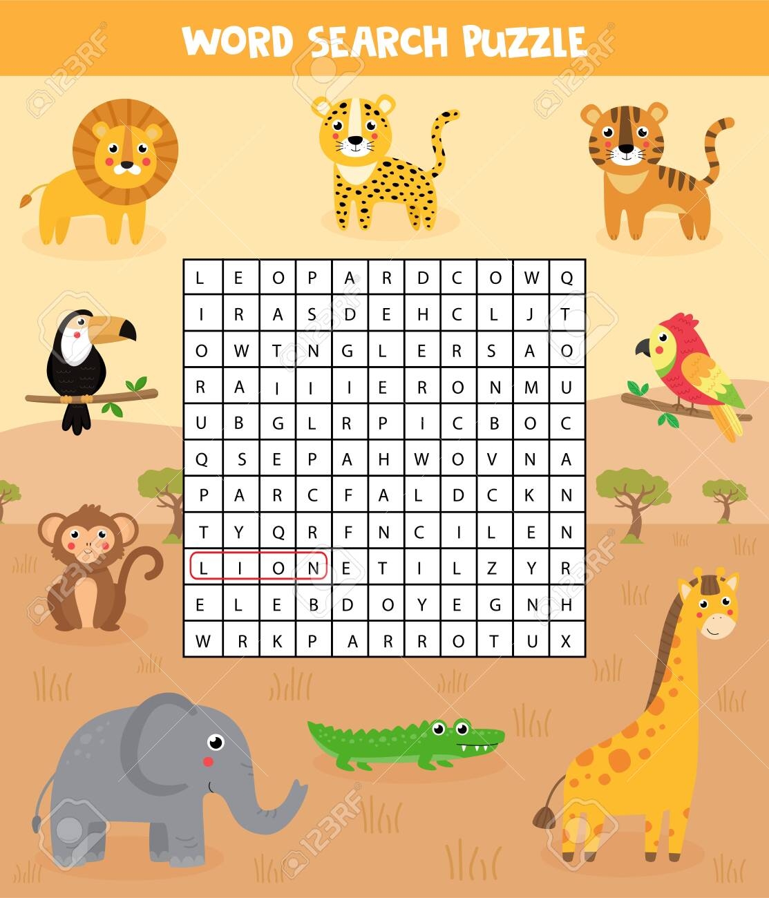 Word Search Animals Game Printable Word Search Animals Game Printable